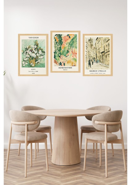 🌿 Van Gogh, Matisse ve Utrillo Temalı Çerçeve Görünümlü 3’lü Tablo Seti🌟 CRVS1159 13 x 17 fiyatları