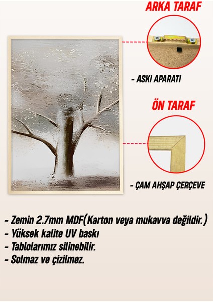 🌿 Ağaç Temalı 3'lü Mdf Çerçeveli Tablo Seti - Doğanın Sakinliği Evinizde 🌿 CRV1176 23 x 32