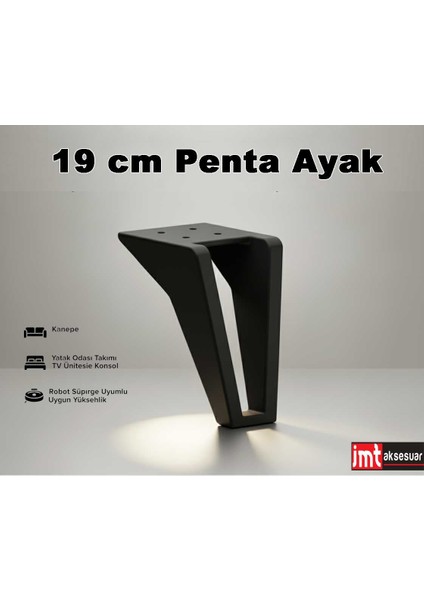 Imt Aksesuar Lüks Penta 19 cm Koltuk Baza Dolap Tv Ünitesi Yatak Odası Konsol Çocuk ve Genç Odası Ayak