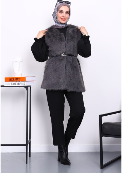 Füme Kemerli Astarlı Kürk Yelek fiyatları