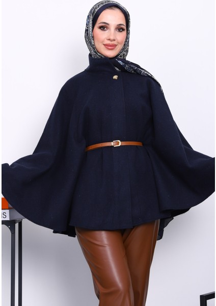 Lacivert Hakim Yaka Bel Kemerli Panço