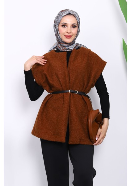 Kahverengi Bel Kemerli Orkide Yelek modelleri