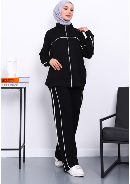 Siyah Çift Cepli Fermuarlı Biyeli Takım fiyatları