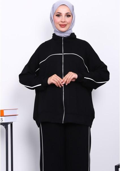 Siyah Çift Cepli Fermuarlı Biyeli Takım modelleri