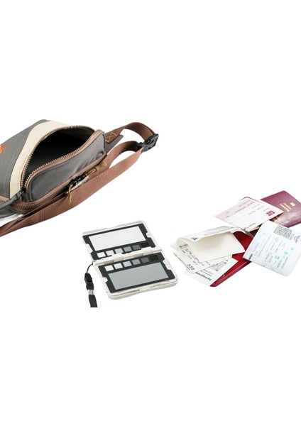 Krem Antrasit Kanvas Unisex Göğüs ve Bel Çantası