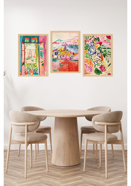 🌞 Renkli Manzara Kompozisyonlu 3’lü Çerçeve Görünümlü Tablo Seti 🌟 CRVS1170 13 x 17 fiyatları