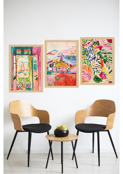 🌞 Renkli Manzara Kompozisyonlu 3’lü Çerçeve Görünümlü Tablo Seti 🌟 CRVS1170 13 x 17 modelleri