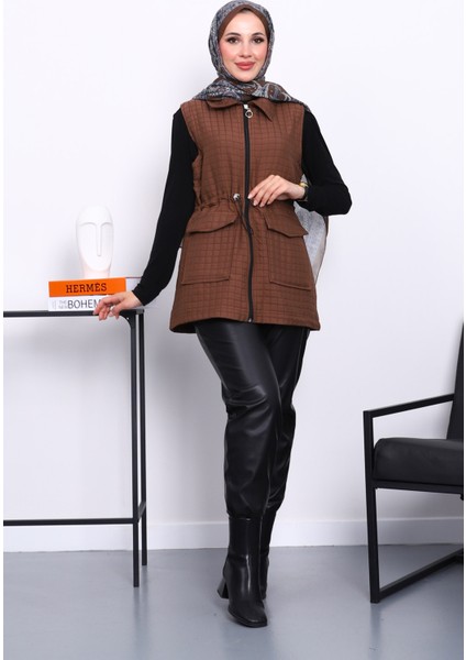 Kahverengi Fermuarlı Kapitone Yelek fiyatları