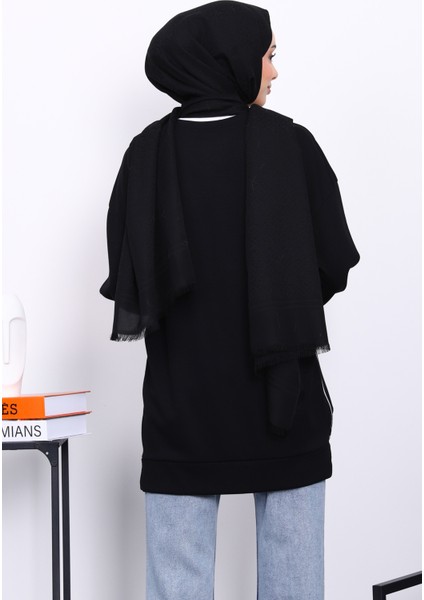 Siyah Bisiklet Yaka Yan Fermuarlı Tunik modelleri