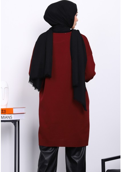 Bordo Soğuk İplik Merserize Triko Tunik fırsatları