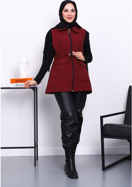 Mürdüm Fermuarlı Kapitone Yelek fiyatları