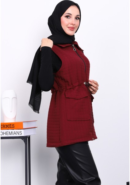 Mürdüm Fermuarlı Kapitone Yelek modelleri