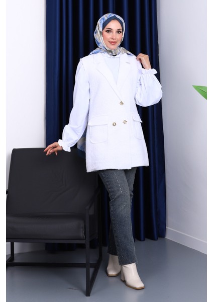 Ekru Düğmeli Buklet Yelek fiyatları