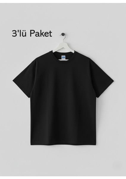 Battal Beden Tişört 3'lü Paket Basic Pamuklu Sıfır Yaka Erkek