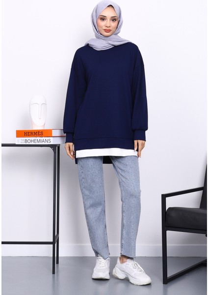 Lacivert Bisiklet Yaka Yan Fermuarlı Tunik fiyatları