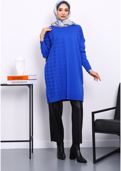 Saks Mavi Soğuk İplik Merserize Triko Tunik fiyatları