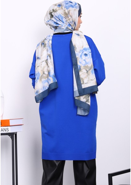 Saks Mavi Soğuk İplik Merserize Triko Tunik fırsatları