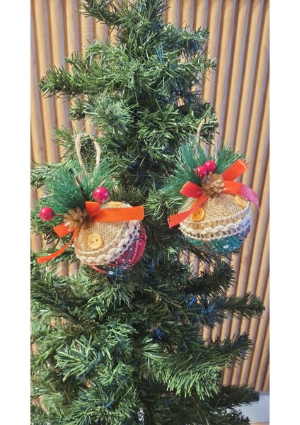 Yılbaşı Ağacı Süsü 6 cm Cici Süslü Küre Top Süs Parlak Süs Büyük Küre 2li fiyatları