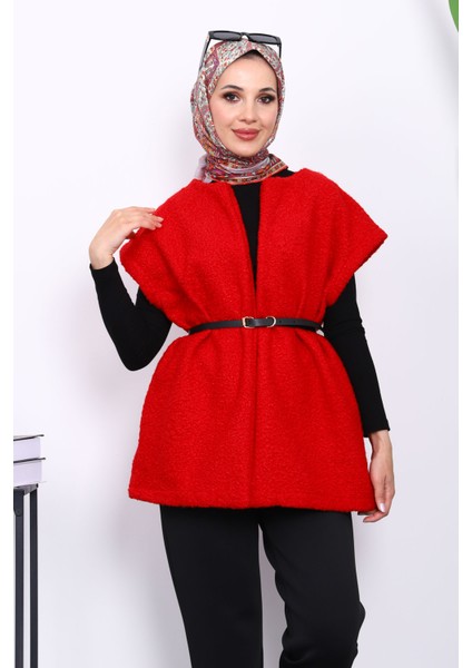 Kırmızı Bel Kemerli Orkide Yelek