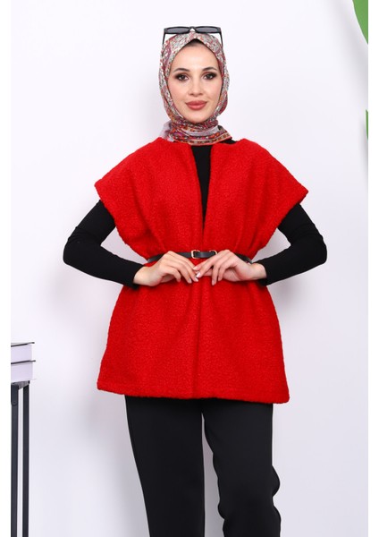 Kırmızı Bel Kemerli Orkide Yelek modelleri