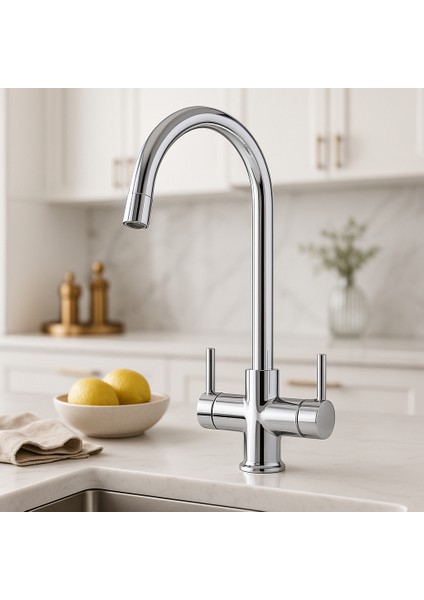 Baston Arıtmalı Batarya Sıcak Soğuk Arıtma Girişli Mutfak Eviye Bataryası - 2 Yıl Garantili