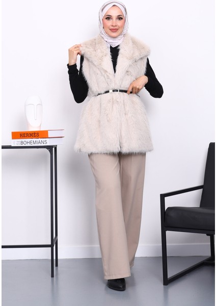 Taş Astarlı Kemerli Kürk Yelek fiyatları