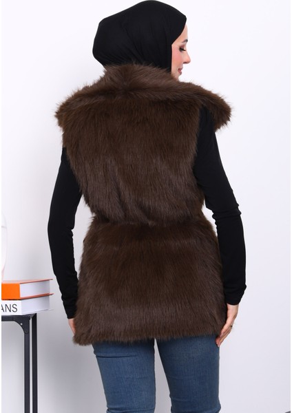 Kahverengi Astarlı Kemerli Kürk Yelek fırsatları