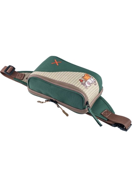 Yeşil Kedi & Köpek Desenli Kanvas Unisex Göğüs ve Bel Çantası fiyatları