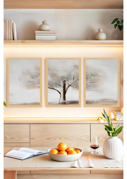 🌿 Doğal Ağaç Temalı Çerçeve Görünümlü Tablo Seti–modern ve Huzurlu Dekorun Anahtarı 🌟 CRVS1176 13 x 17