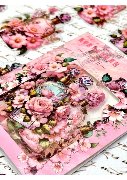 Blooming Bottles–çiçekli Parfüm Şişesi Temalı Sticker Seti 30 Adet/bullet Journal/etiket/çıkartma modelleri