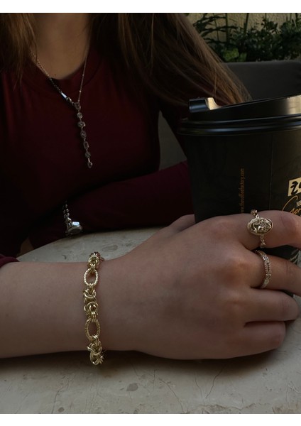 Çelik Gold Düğüm Model Kadın Bileklik