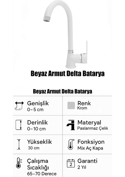 Armut Krom Delta Mutfak Eviye Bataryası Sıcak Soğuk Girişli - 2 Yıl Garantili fırsatları