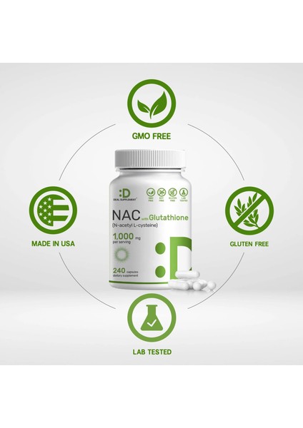 Nac Supplement (N-Acetyl Cysteine) With Reduced Glutathione, 240 Capsules fiyatları