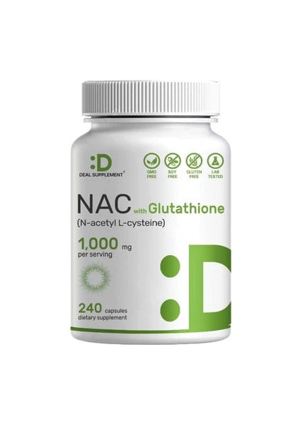 Nac Supplement (N-Acetyl Cysteine) With Reduced Glutathione, 240 Capsules modelleri