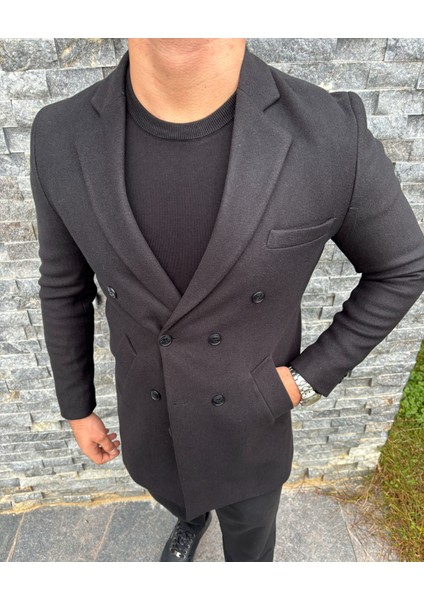 Erkek Kruvaze Slim Fit Kaşe Kaban fırsatları