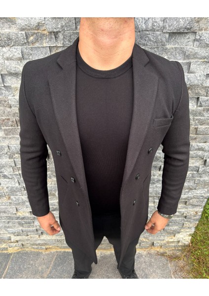 Erkek Kruvaze Slim Fit Kaşe Kaban indirimleri