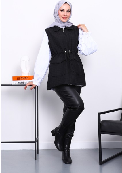 Siyah Fermuarlı Kapitone Yelek fiyatları