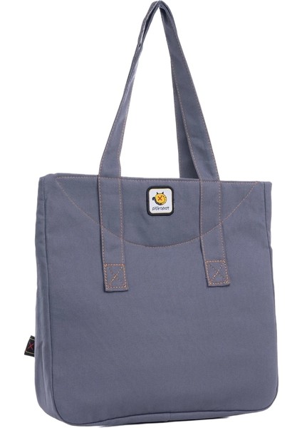 Gri Rakun Desenli Canvas Kumaş Omuz Çantası