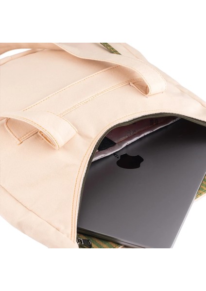 Krem Fil Desenli Canvas Kumaş Omuz Çantası fırsatları