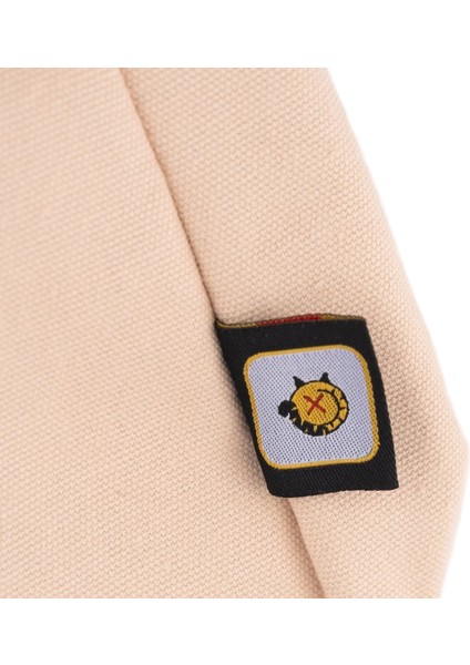 Krem Fil Desenli Canvas Kumaş Omuz Çantası