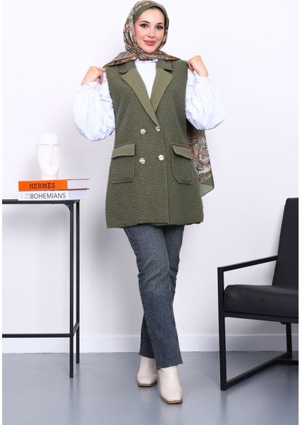 Haki Düğmeli Buklet Yelek fiyatları