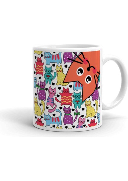 Sevimli Kedi Desenli Kupa Bardak