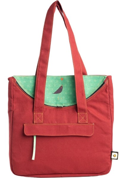 Bordo Karga Desenli Canvas Kumaş Omuz Çantası