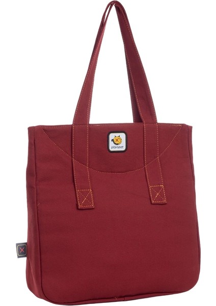 Bordo Karga Desenli Canvas Kumaş Omuz Çantası