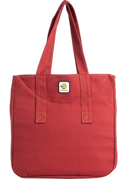 Bordo Karga Desenli Canvas Kumaş Omuz Çantası