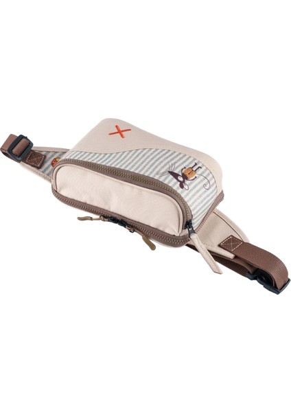 Krem Rengi Fare Desenli Kanvas Unisex Göğüs ve Bel Çantası indirimleri