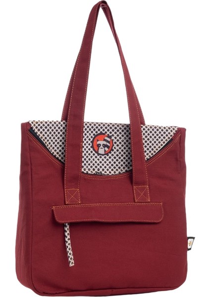 Bordo Rakun Desenli Canvas Kumaş Omuz Çantası fiyatları