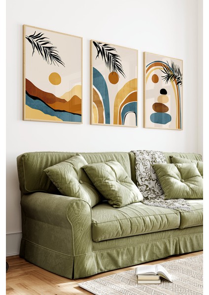 🌿 Doğal Tonlarda Modern Soyut 3'lü Çerçeveli Tablo Seti – Mdf Zeminli, Ahşap Çerçeveli 🌿 CRV1177 23 x 32 indirimleri