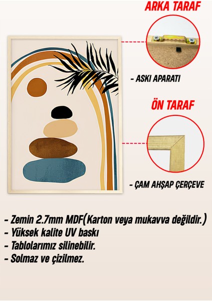 🌿 Doğal Tonlarda Modern Soyut 3'lü Çerçeveli Tablo Seti – Mdf Zeminli, Ahşap Çerçeveli 🌿 CRV1177 23 x 32