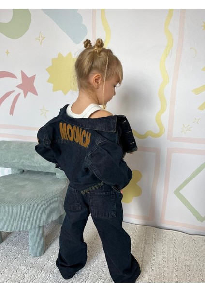 Kız Çocuk Denim Kumaş Ceket Jean Alt Üst Takım modelleri